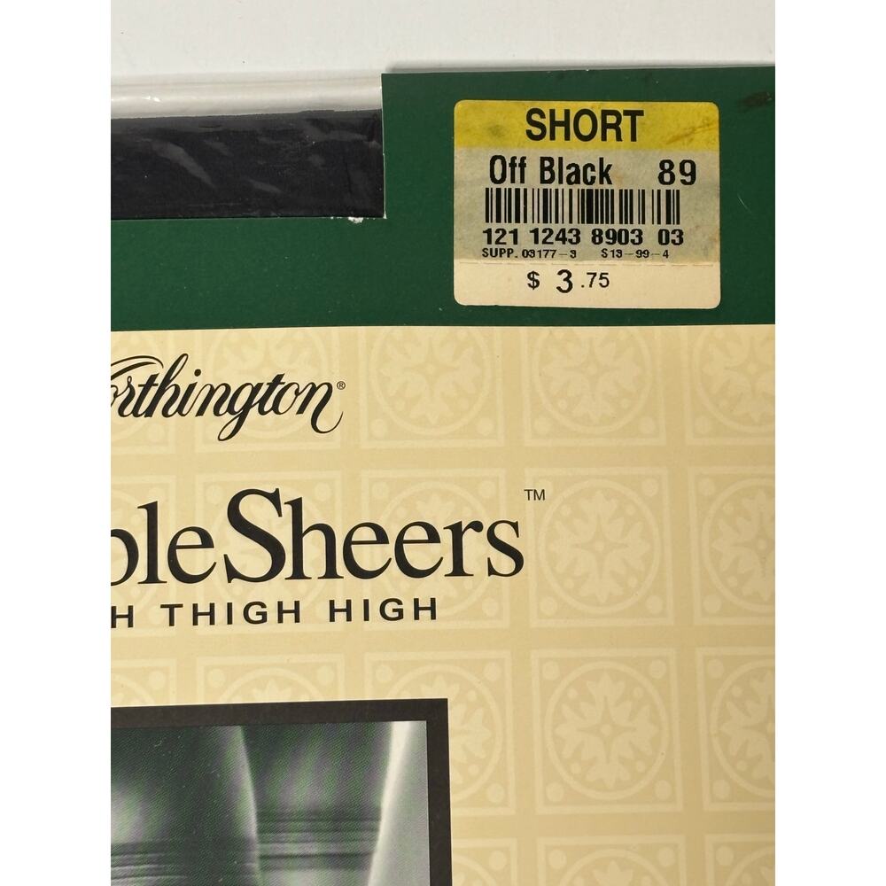 NEW Vintage Worthington Sensible Sheer Thigh High Pantyhose OFF BLACK Size Short - Picture 2 of 5